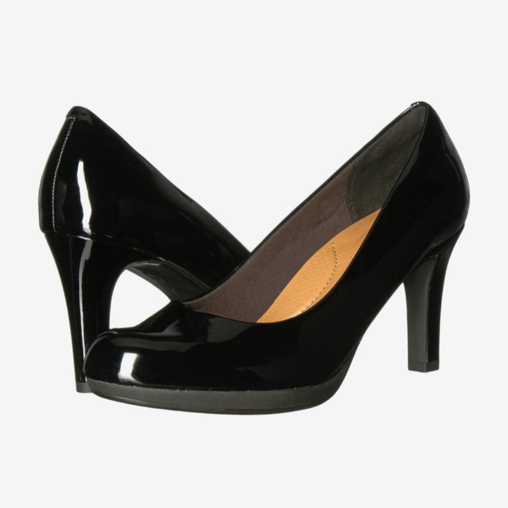 Clarks Adriel Viola Dress Pumps Black Patent Leather Size 7.5 US